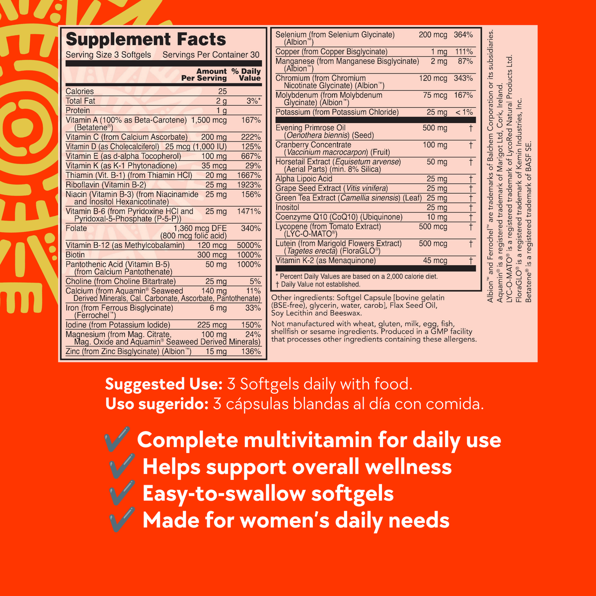 Mujer Vital – Women’s Daily Multivitamin, 90 Softgels